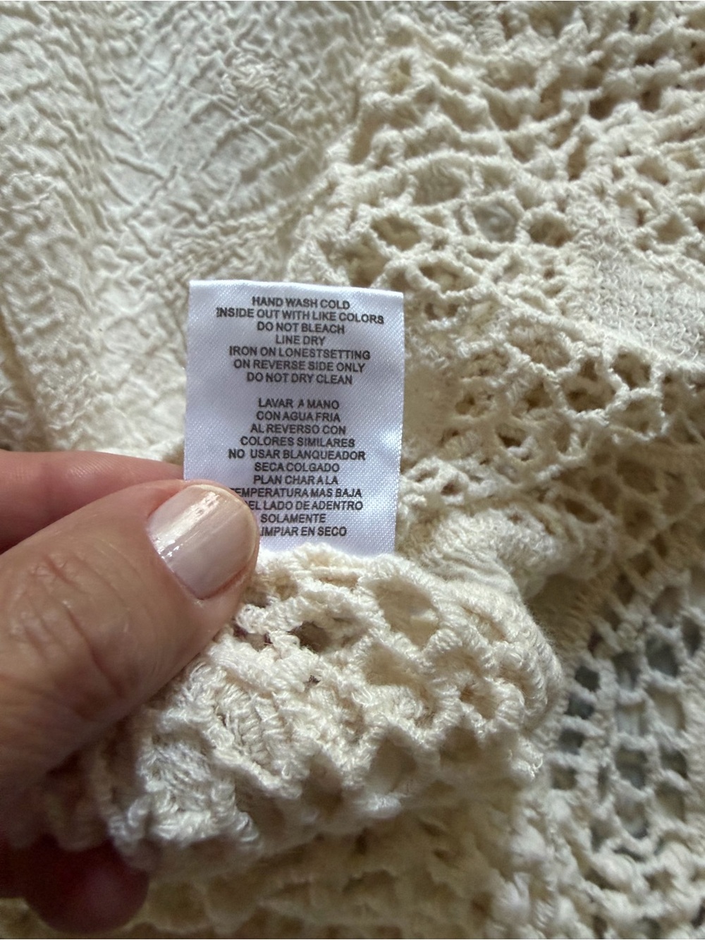 Democracy Cream Crochet Lace Yoke Blouse size large Boho - Picture 10 of 11